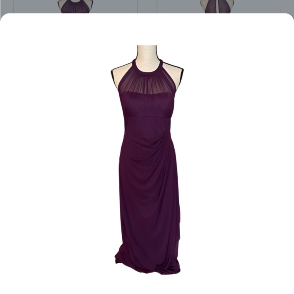 David's Bridal Mesh Illusion Halter Dress